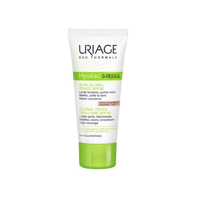 Uriage Hyseac 3 Regul Global Tinted Skin Care SPF30 40ml (Αντηλιακή Κρέμα με Χρώμα για Λιπαρές με Τά