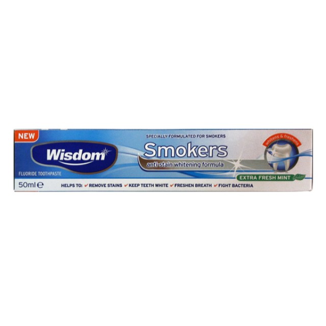 Wisdom Smokers Toothpaste Whitening Formula 50ml (Οδοντόπαστα, Ιδανική Για Καπνιστές)