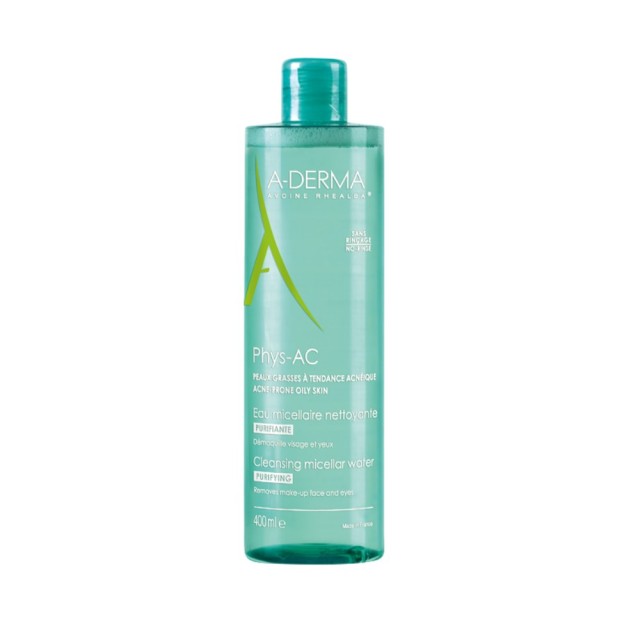 A Derma Phys-AC Cleansing Micellar Water 400ml (Νερό Καθαρισμού & Ντεμακιγιάζ για Δέρμα με Τάση Ακμής)