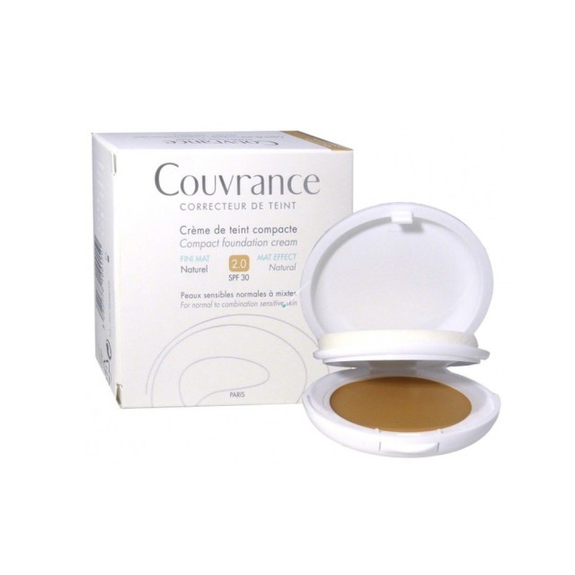 Avene Couvrance Compact Fini Mat Naturel 2.0 SPF30 10gr (Make Up σε Κρεμώδη Υφή) 