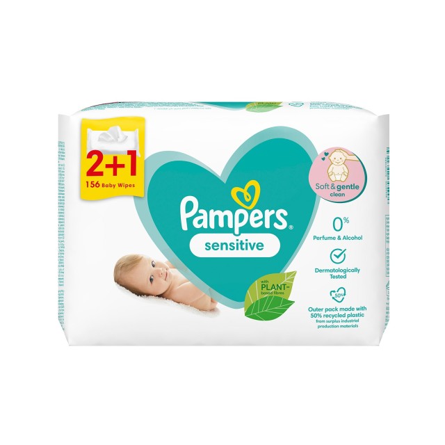 Pampers Sensitive Wipes 3x52pcs