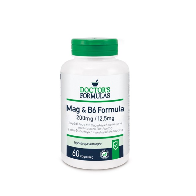 Doctors Formula Mag & B6 Formula 200mg/12mg 60caps (Συμπλήρωμα Διατροφής για τη Φυσιολογική Λειτουργία του Νευρικού Συστήματος)