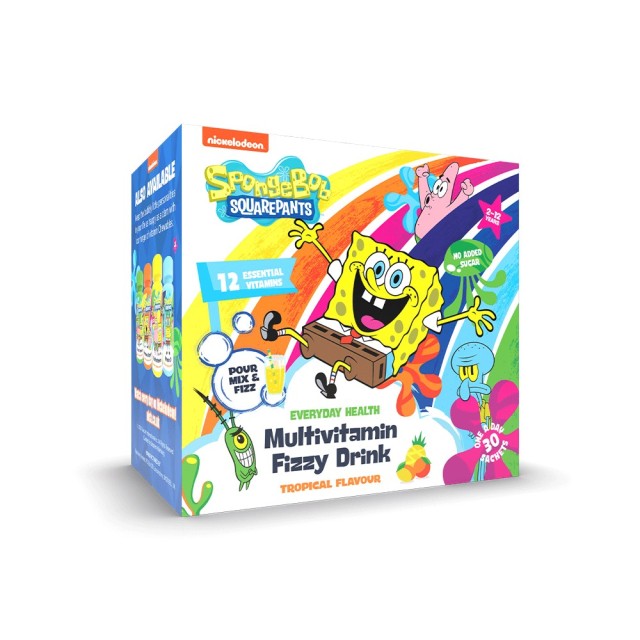 Nickelodeon SpongeBob Multivitamin Fizzy Drink 30 φακελάκια (Πολυβιταμίνες σε Ρόφημα για Παιδιά 2-12 Ετών)