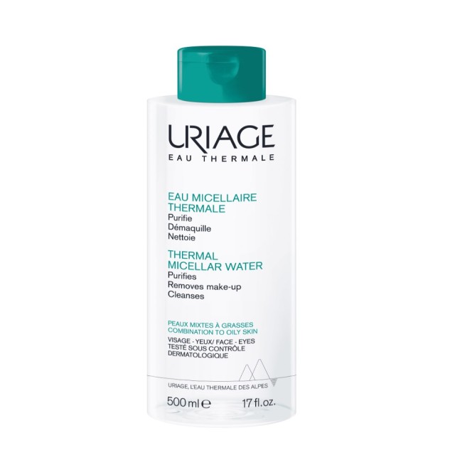 Uriage Thermal Micellar Water 500ml (Ιαματικό Νερό Καθαρισμού & Ντεμακιγιάζ Προσώπου & Ματιών για Μικτή/Λιπαρή Επιδερμίδα)