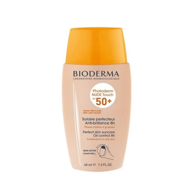 Bioderma Photoderm Nude Touch Very Light Color SPF50+ 40ml (Αντηλιακό Προσώπου με Ανάλαφρη Υφή σε Πολύ Ανοιχτή Απόχρωση) 