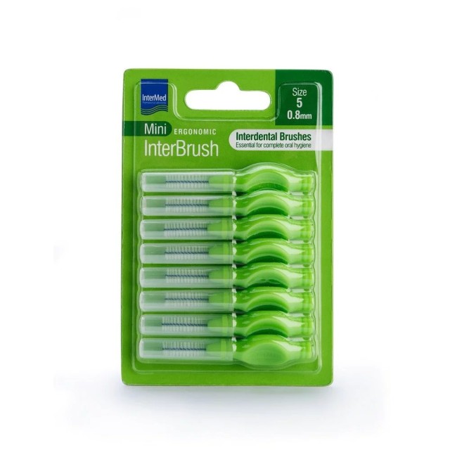 Intermed Mini Ergonomic Interbrush Size 5 - 0,8mm 8τεμ (Μεσοδόντια Βουρτσάκια Μέγεθος 5 - 0,8mm)