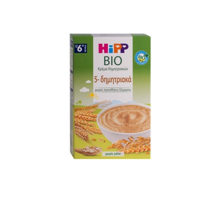 Hipp Bio Κρέμα 5 Δημητριακών Χωρίς Γάλα 200gr