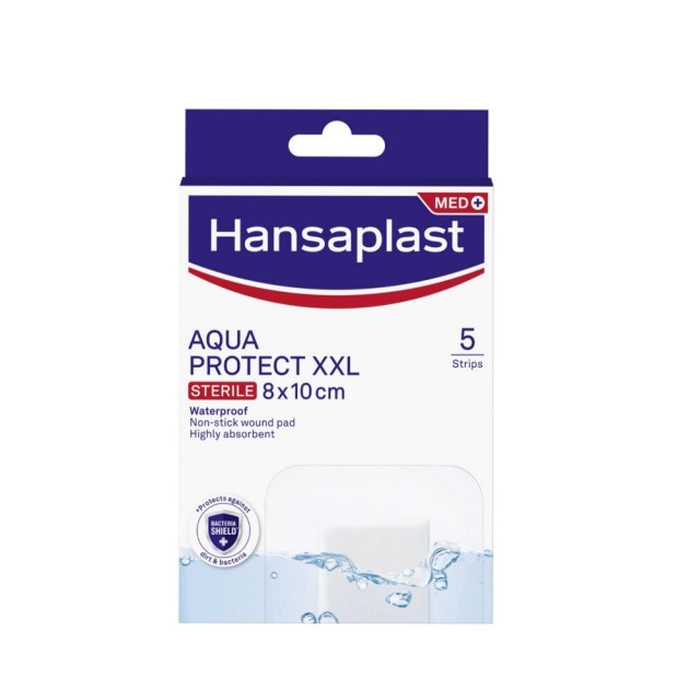 Hansaplast Aqua Protect XXL 8x10cm 5τεμ (Αδιάβροχα Επιθέματα για Μεγαλύτερες Πληγές & Μετεγχειρητικά