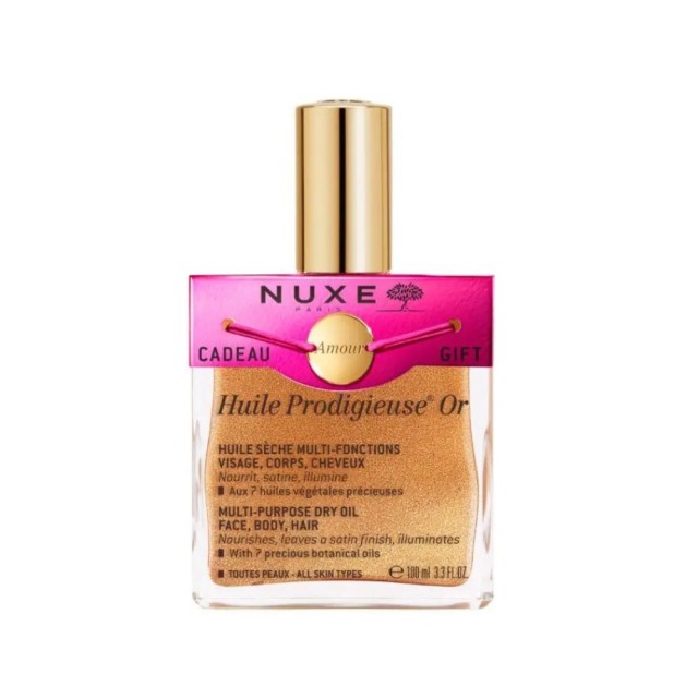 Nuxe Limited Edition Huile Prodigieuse OR 100ml (Ιριδίζον Ξηρό Λάδι για Πρόσωπο-Σώμα-Μαλλιά & ΔΩΡΟ Βραχιόλι Amour)
