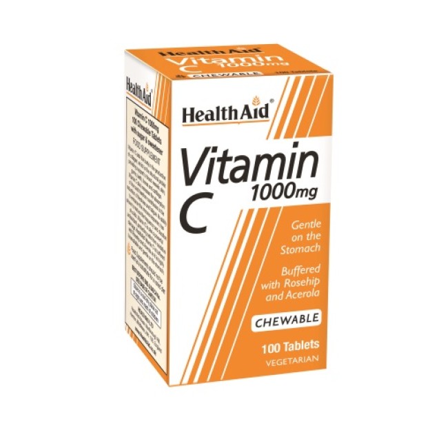 Health Aid Vitamin C 1000mg 100 tabs μασώμενες (Ανοσοποιητικό - Κρυολόγημα) - ΟΙΚΟΝΟΜΙΚΗ ΣΥΣΚΕΥΑΣΙΑ