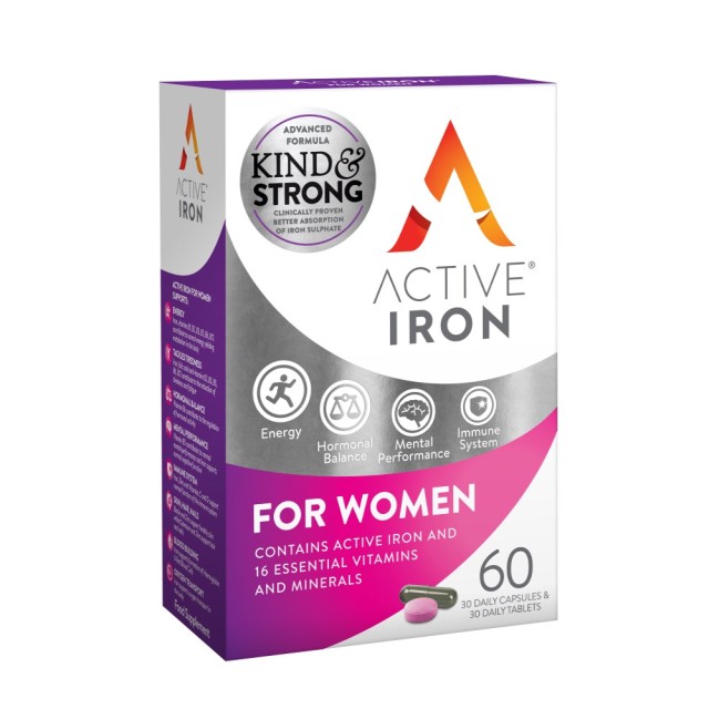 Active Iron for Woman 30caps (Συμπλήρωμα Διατροφής με Ενεργό Σίδηρο & 16 Βιταμίνες, Μέταλλα & Ιχνοστοιχεία)