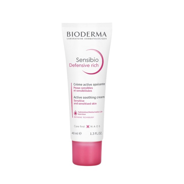 Bioderma Sensibio Defensive Rich Cream 40ml (Πλούσια Καταπραϋντική Κρέμα Προσώπου για Ευαίσθητη & Ευ