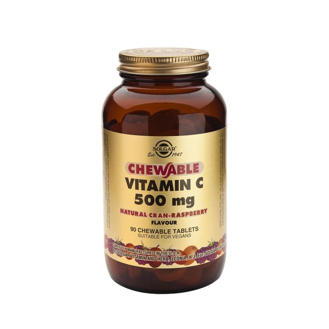 Solgar C 500mg Chewable Raspberry 90tabs (Βιταμίνη C με Γεύση Βατόμουρο 90 Μασώμενες Ταμπλέτες)