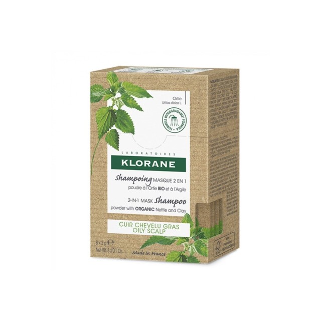 Klorane Ortie 2-in-1 Mask Shampoo 8x3gr (2 σε 1 Σαμπουάν & Μάσκα Μαλλιών για Λιπαρά Μαλλιά)