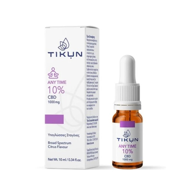 Tikun CBD Any Time 10% 1000mg 10ml (Υπογλώσσιες Σταγόνες Κάνναβης Κατά του Άγχους για Ισορροπία, Ευεξία, Χαλάρωση)