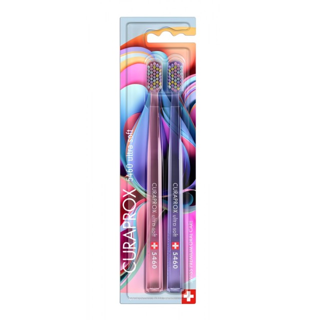 Curaprox CS 5460 Ultra Soft Duo Toothbrush Colorful Curls Edition 2τεμ (ΣΕΤ με 2 Πολύ Μαλακές Οδοντόβουρτσες)