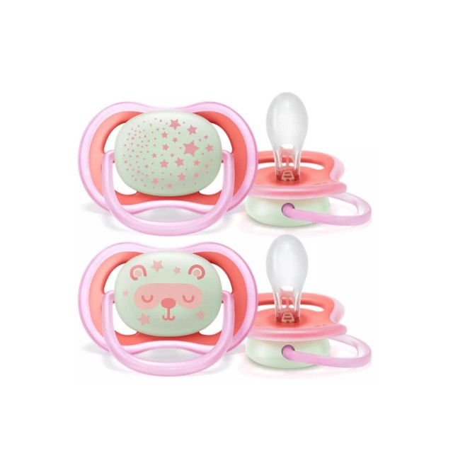 Avent Οrthodontics Silicone Pacifiers Ultra Air Night SCF376/22 6-18m 2pcs