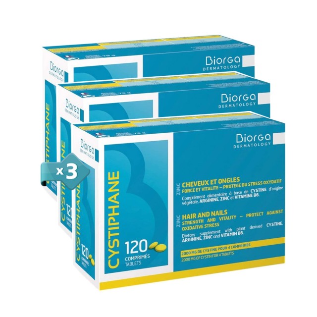 Biorga Cystiphane Hair & Nails 3x120tabs (Συμπλήρωμα Διατροφής για Γερά Νύχια & Μαλλιά - 3μηνη Αγωγή)
