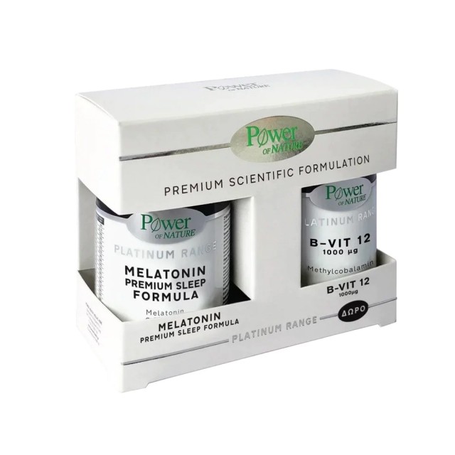 Power of Nature Platinum Range Melatonin Premium Sleep Formula 30caps & GIFT B-VIT 12 1000μg 20tabs 