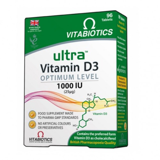 Vitabiotics Ultra Vitamin D3 1000IU 96tabs (Συμπλήρωμα Διατροφής με Βιταμίνη D3)