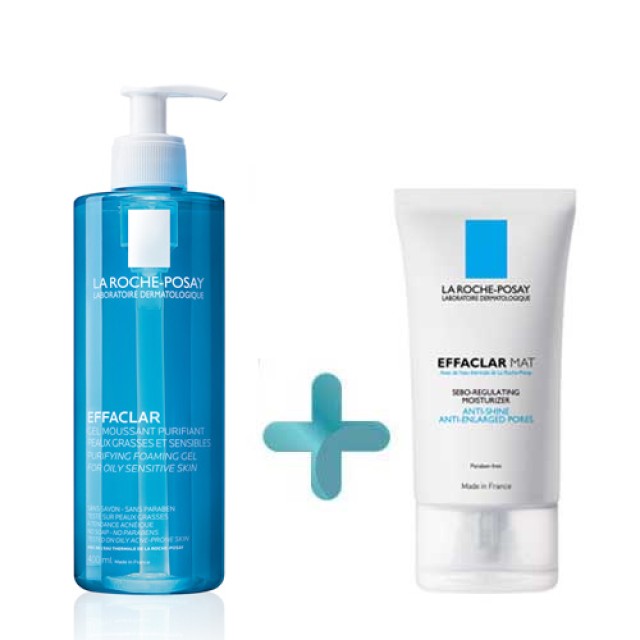 La Roche Posay Effaclar Purifying Foaming Gel 400ml & Effaclar Mat 40ml (Απαλό Καθαριστικό για Λιπαρό & Ευαίσθητο Δέρμα)