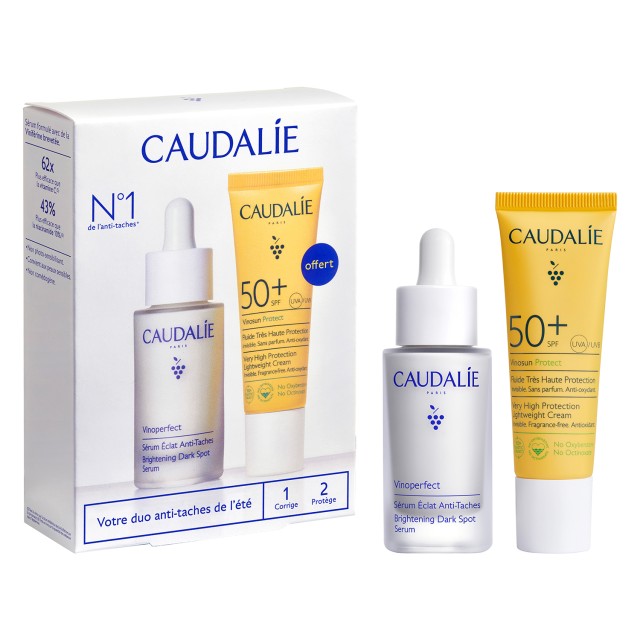 Caudalie SET Vinoperfect Brightening Dark Spot Serum 30ml & GIFT Vinosun Protect High Protection Cream SPF50 20ml