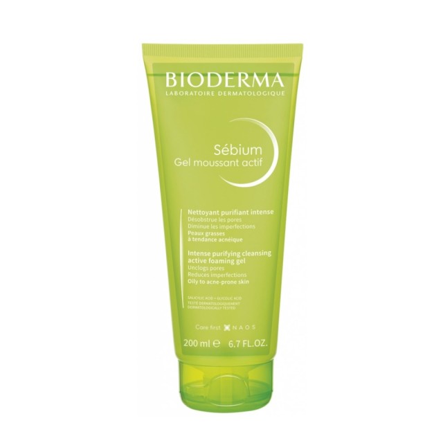 Bioderma Sebium Active Foaming Gel 200ml (Τζελ Καθαρισμού για Λιπαρή με Τάση Ακμής Επιδερμίδα) 