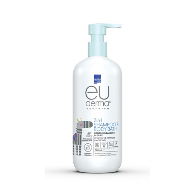 Intermed Euderma Babyderm 2in1 Shampoo & Body Bath 500ml (Σαμπουάν & Αφρόλουτρο για Βρέφη & Παιδιά)
