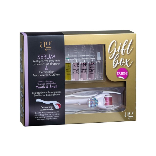 Ag Pharm SET Youth & Snail 5x2ml & Dermaroller Microneedle 0,25mm (ΣΕΤ για Ρύθμιση της Λιπαρότητας & Επούλωση για Μικτή/Λιπαρή Επιδερμίδα)