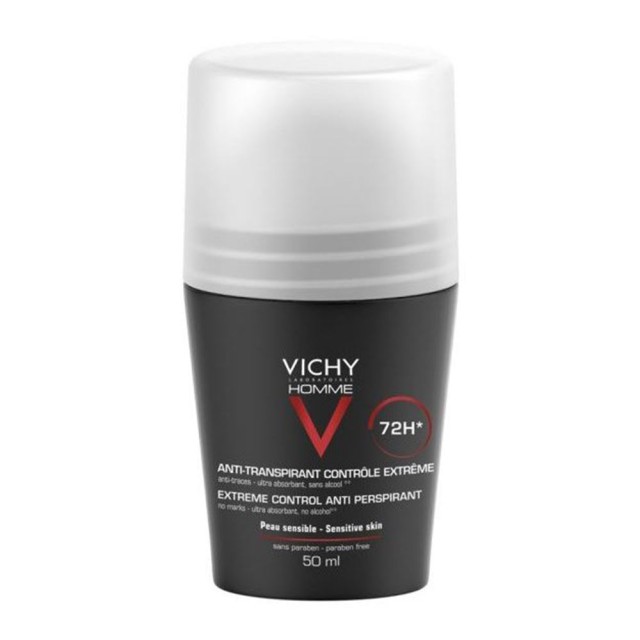 Vichy Homme Deodorant Roll On Anti Transpirant 72H 50ml (Αποσμητικό για Άνδρες με Έντονη Εφίδρωση) 