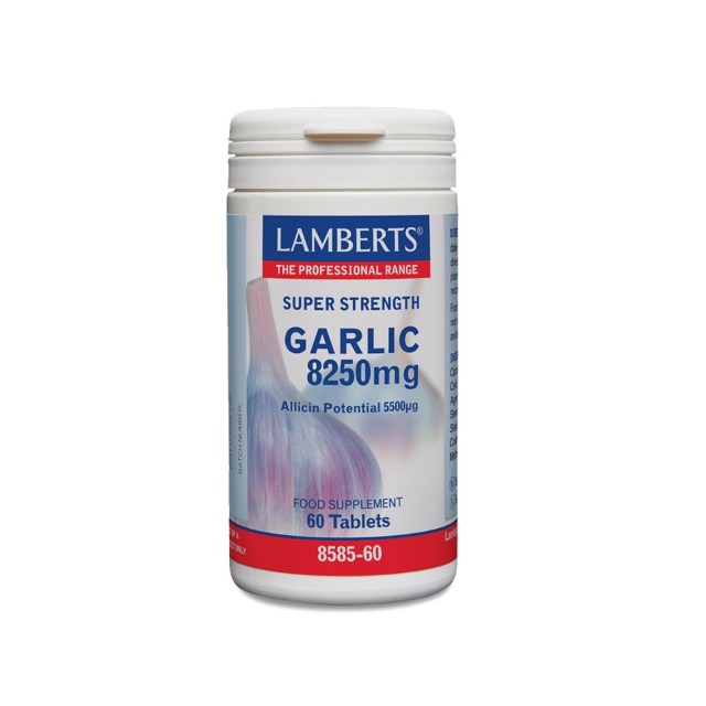 Lamberts Garlic 8250mg 60tabs (Συμπλήρωμα Διατροφής Σκόρδο για την Υγεία του Καρδιαγγειακού Συστήματος 60ταμπ)