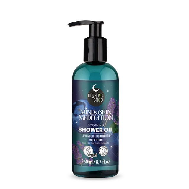 Natura Siberica Organic Shop Sleeping Soothing Shower Oil Mind & Skin Meditation 260ml (Χαλαρωτικό Λάδι Ντους με Λεβάντα, Μελατονίνη & Blueberry)