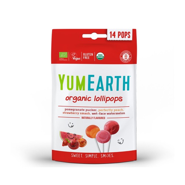 Yumearth Organic Lollipops 14pops (Βιολογικά Γλειφιτζούρια Φρούτων 14τεμ)