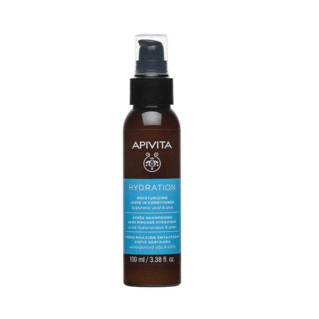 Apivita Hydration Moisturizing Leave-In Conditioner 100ml (Κρέμα Μαλλιών Χωρίς Ξέβγαλμα για Ενυδάτωση με Υαλουρονικό Οξύ & Αλόη για Όλους τους Τύπους Μαλλιών)