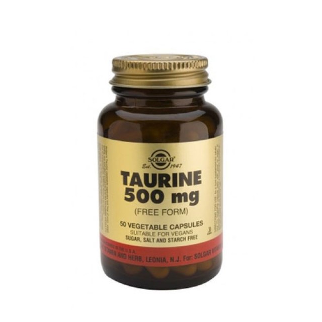 Solgar Taurine 500mg 50vegetarian caps (Συμπλήρωμα με Ταυρίνη)