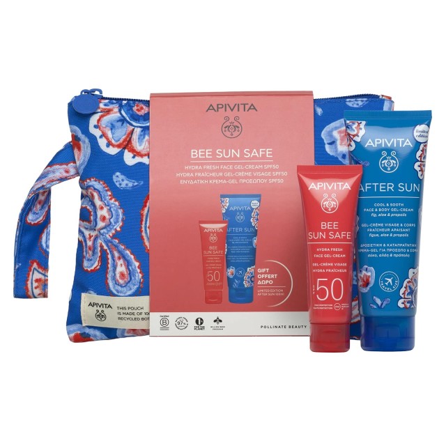 Apivita SET Bee Sun Safe Hydra Fresh Face Gel Cream SPF50 50ml & GIFT After Sun Cool & Sooth Face & Body Gel Cream 100ml