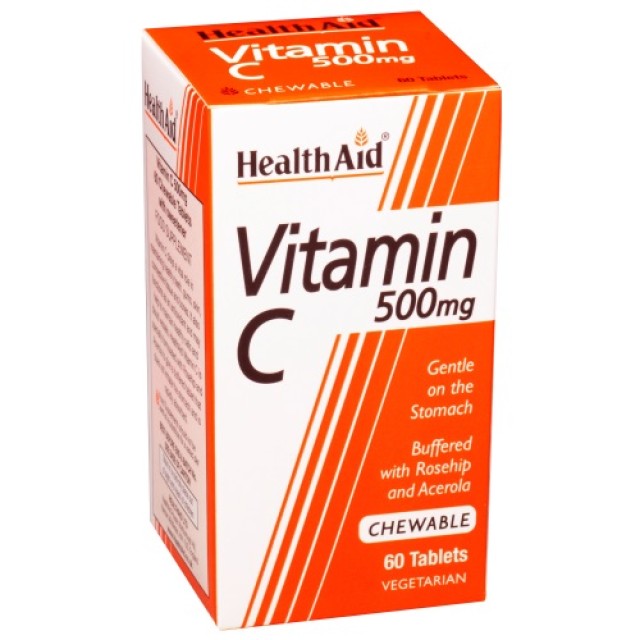Health Aid Vitamin C 500mg 60 tabs μασώμενες (Κρυολόγημα - Ανοσοποιητικό)