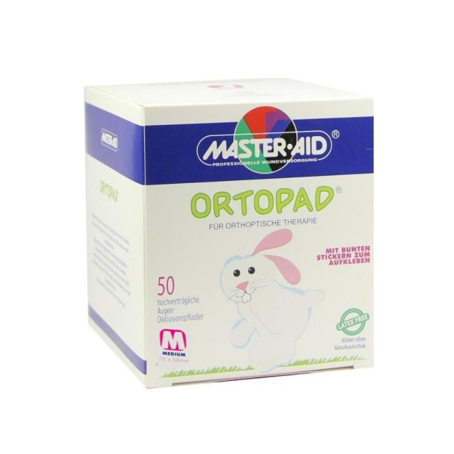 Master Aid Ortopad Medium 100.87 50pcs (Αυτοκόλλητα Oφθαλμικά Επιθέματα για Θεραπείες Ορθοοπτικής Αμβλυωπίας & Στραβισμού Λευκά για Παιδιά 2 Έως 4 Eτών 50τεμ)