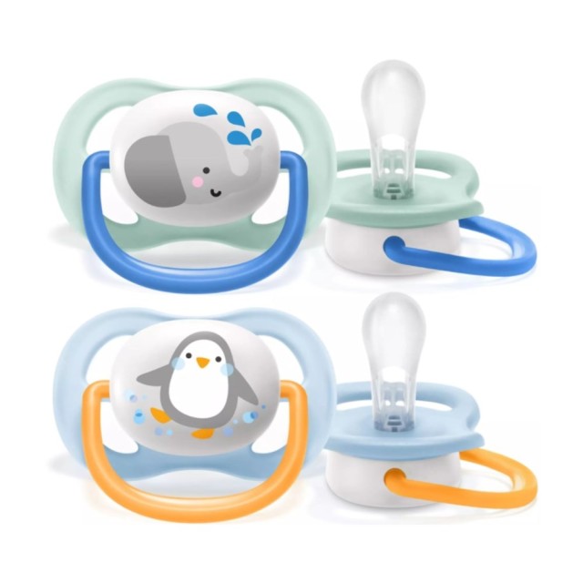 Avent Ultra Air Animals SCF080/11 0-6m (Ελαφριά Πιπίλα Σιλικόνης 0-6m 2τεμ & Θήκη)