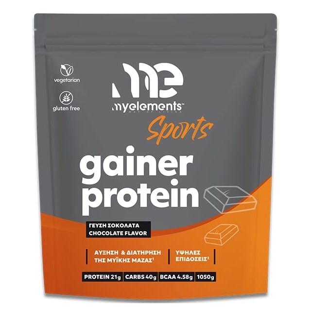 My Elements Gainer Protein Chocolate Flavor 1050gr (Συμπλήρωμα Διατροφής με Πρωτεΐνες, Υδατάνθρακες & Κρεατίνη με Γεύση Σοκολάτα)