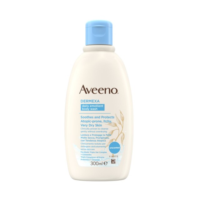 Aveeno Dermexa Daily Emollient Body Wash 300ml (Ενυδατικό Υγρό Καθαρισμού για την Ευαίσθητη & Ξηρή Επιδερμίδα με Τάση Ατοπίας)