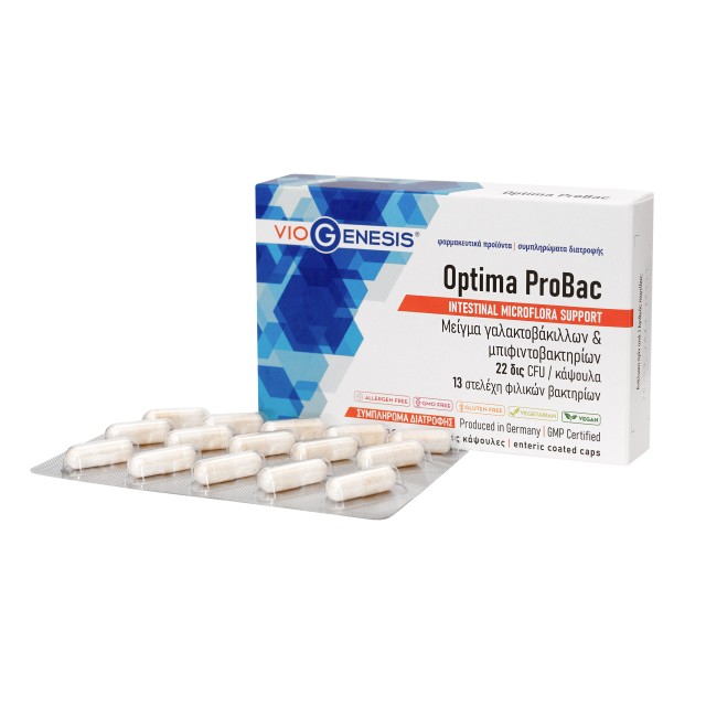 Viogenesis Optima Probiotic 30caps (Συμπλήρωμα Διατροφής με Προβιοτικά για τη Ισορροπία της Εντερικής Μικροχλωρίδας)