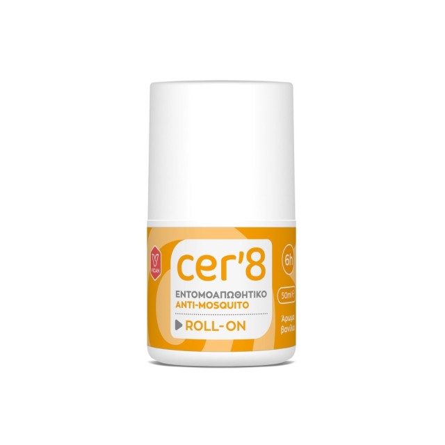 Cer 8 Anti-Mosquito Roll On 50ml (Εντομοαπωθητικό Γαλάκτωμα σε Μορφή Roll-On με Άρωμα Βανίλια)