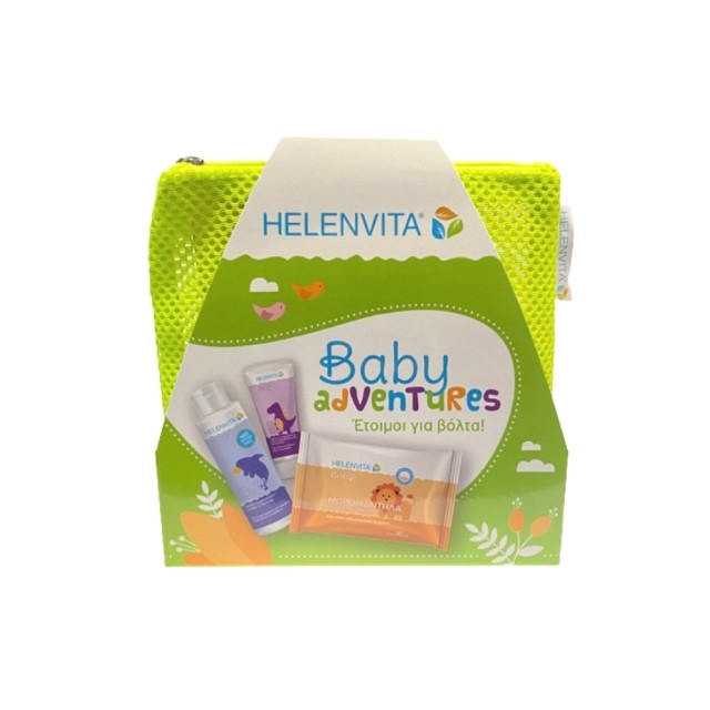Helenvita Baby SET All Over Cleanser Talc 100ml & Nappy Rush Cream 20ml & Wipes 20τεμ (ΣΕΤ με Κρέμα για την Αλλαγή της Πάνας, Βρεφικό Υγρό Καθαρισμού για Σώμα & Μαλλιά & Μωρομάντηλα)