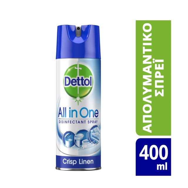 Dettol All in One Disinfectant Spray Crisp Linen 400ml (Απολυμαντικό Spray Επιφανειών)