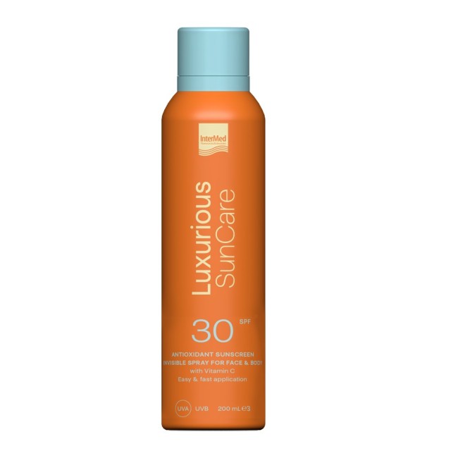 Intermed Luxurious Suncare Antioxidant Sunscreen Invisible Spray SPF30 200ml (Αντηλιακό Σπρέι Προσώπου & Σώματος με Αντιοξειδωτική Δράση & Βιταμίνη C)