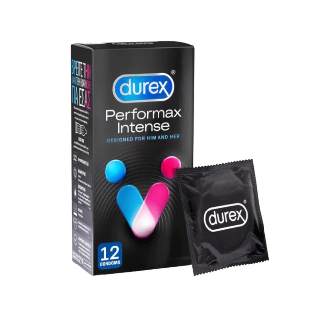 Durex Perfomax Intense 12τεμ (Προφυλακτικά Με Κουκκίδες, Ραβδώσεις & Επιβραδυντικό Τζελ) 