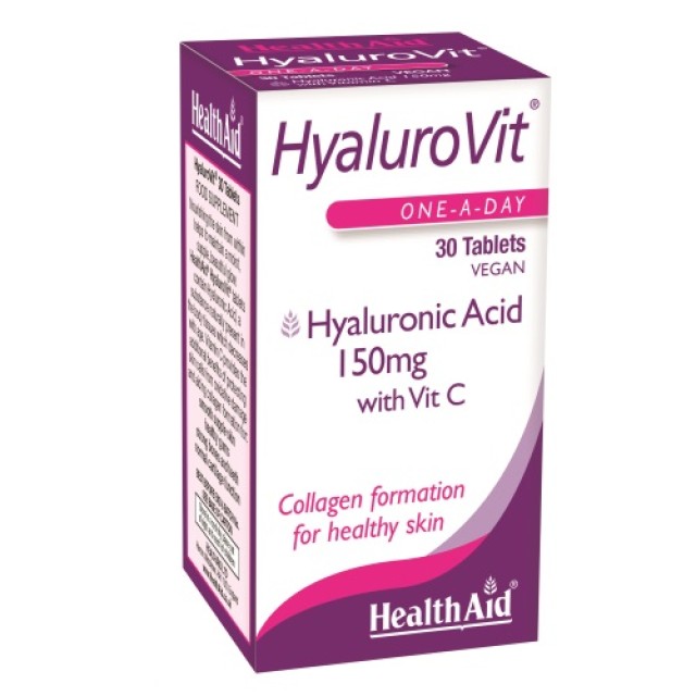 Health Aid Hyalurovit 150mg 30tabs (Συμπλήρωμα Διατροφής με Υαλουρονικό Οξύ & Βιταμίνη C για Υγιές Δε΄ρμα)