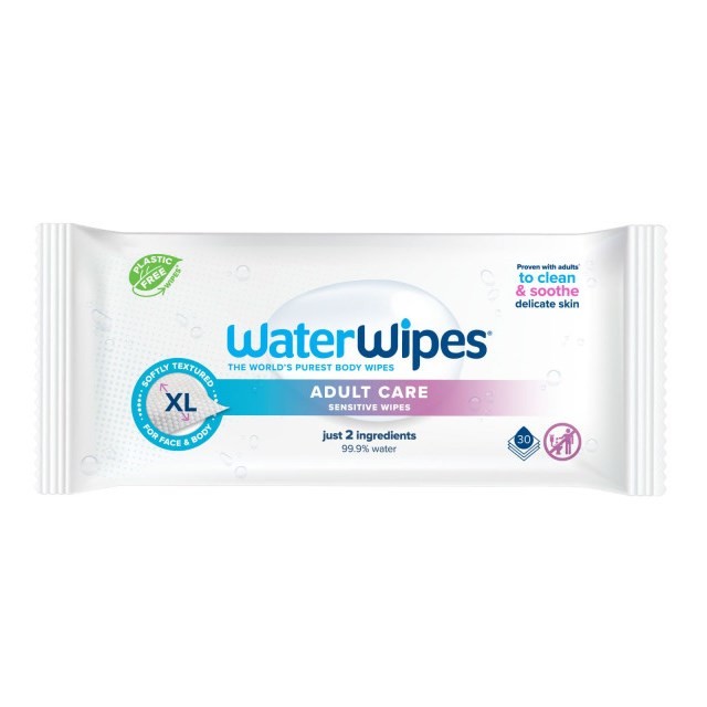 Waterwipes Adult Care Sensitive Wipes 30τεμ (Μαντηλάκια Καθαρισμού Ενηλίκων)