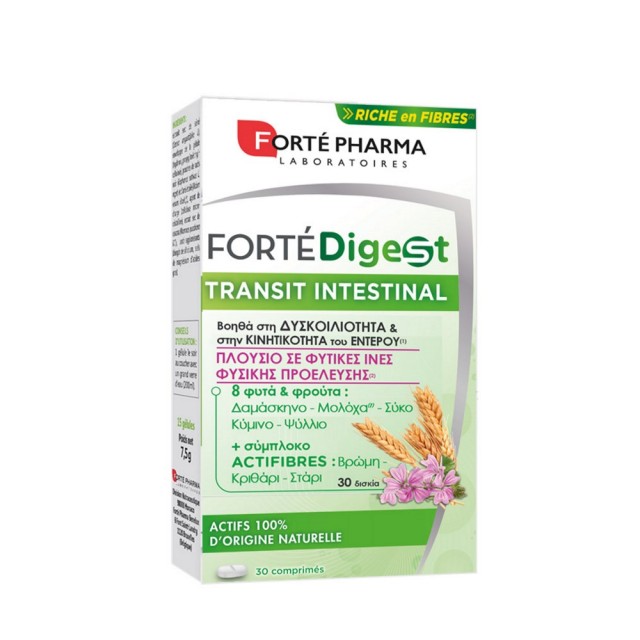 Forte Pharma Forte Digest Transit Intestinal 30tabs (Συμπλήρωμα Διατροφής για τη Δυσκοιλιότητα & Βελτίωση της Κινητικότητας του Εντέρου)